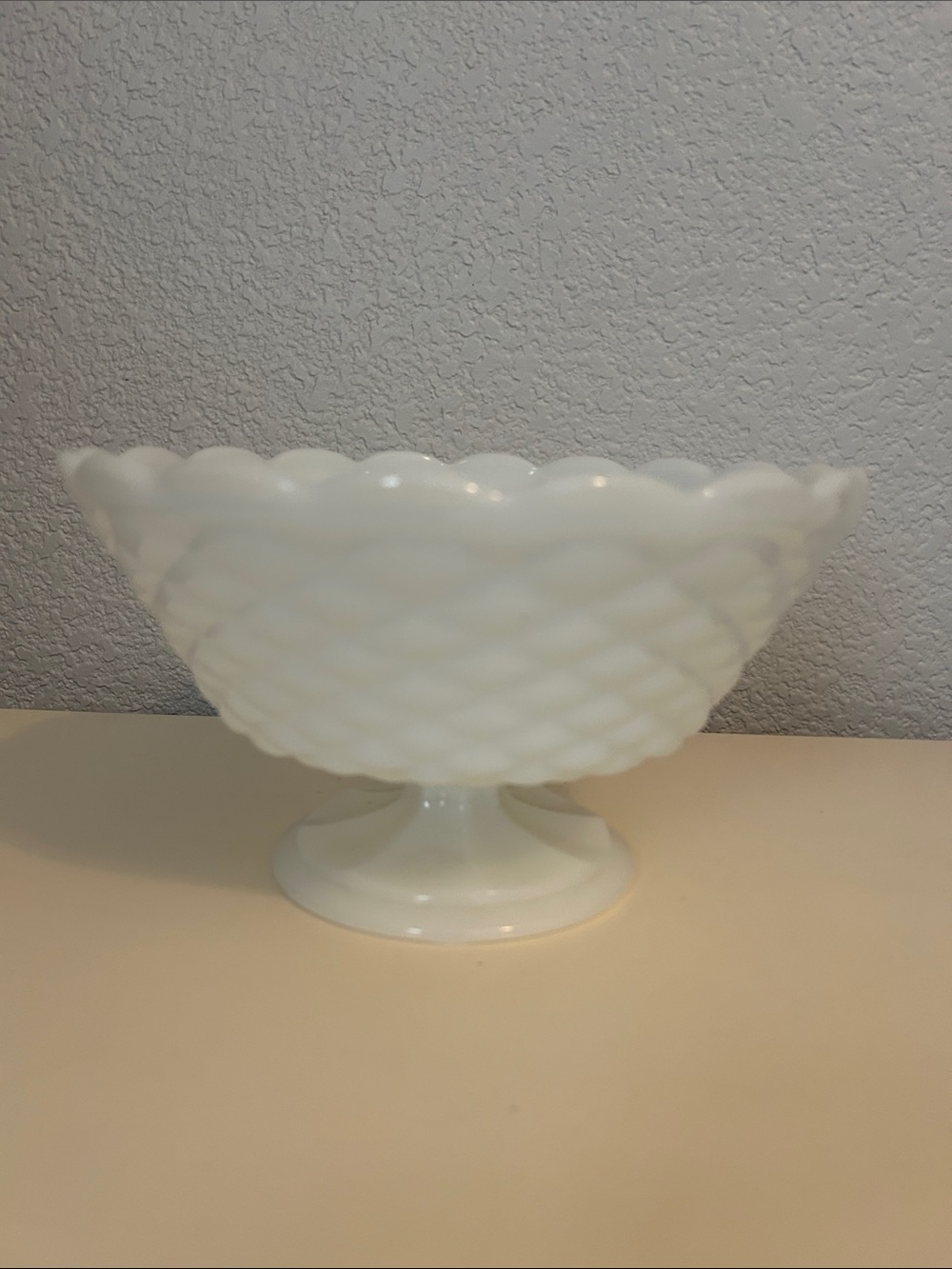 Milk Glass Scalloped Decorative Bowl